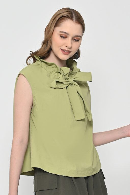 Neu'Mor Feminine Bowtie Top - A785 Green