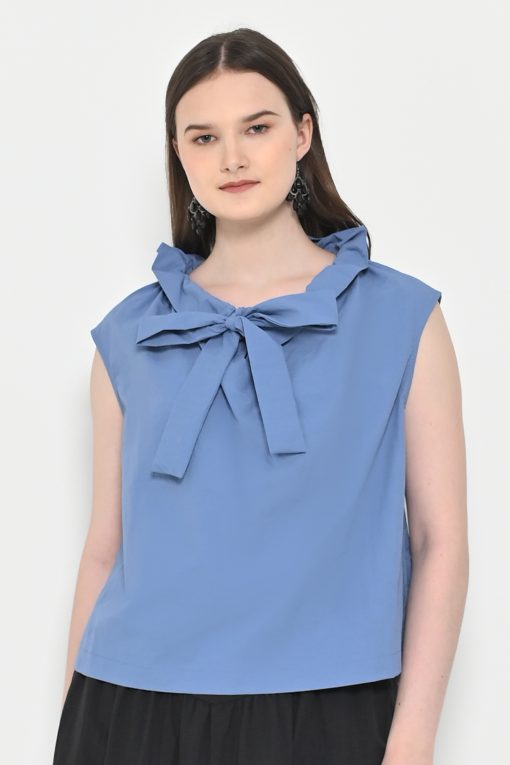 Neu'Mor Feminine Bowtie Top - A785 Blue