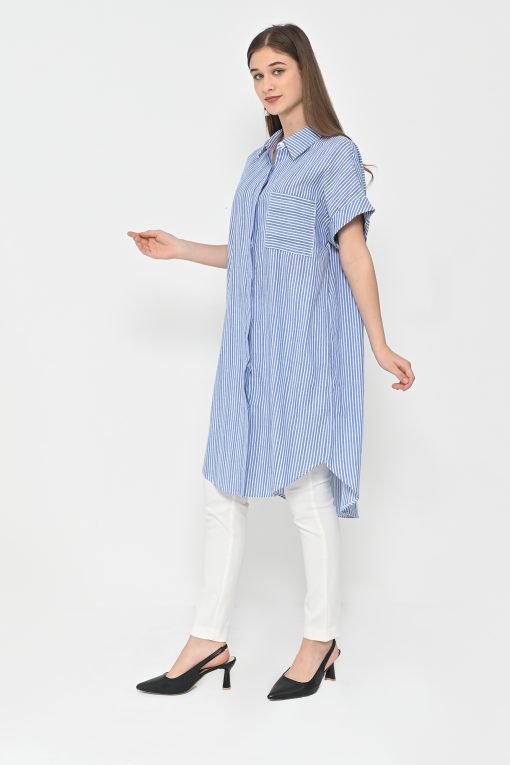 Neu'Mor Oversized Striped Tunic Dress - A800 Blue