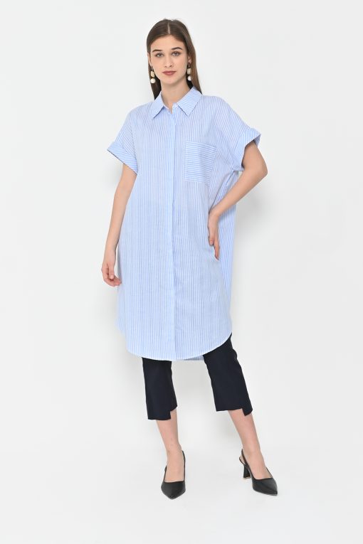 Neu'Mor Oversized Striped Tunic Dress - A800 Light Blue