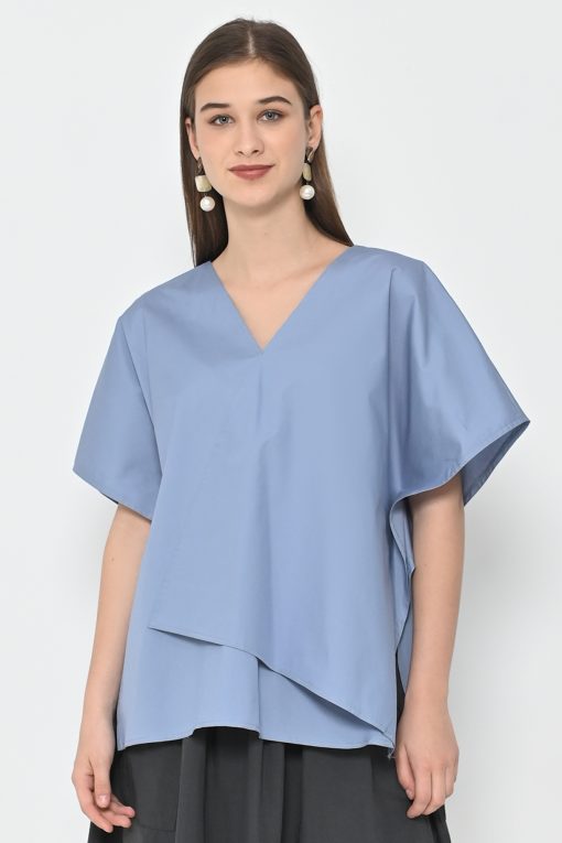 Neu'Mor Asymmetric V-Neck Blouse - A802 Blue