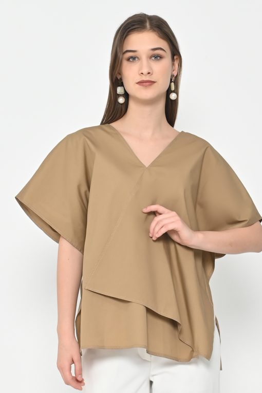 Neu'Mor Asymmetric V-Neck Blouse - A802 Cream