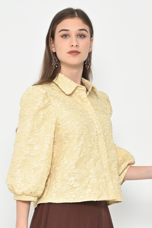 Neu'Mor Textured Jacquard with Puff Sleeves - A803 Yellow
