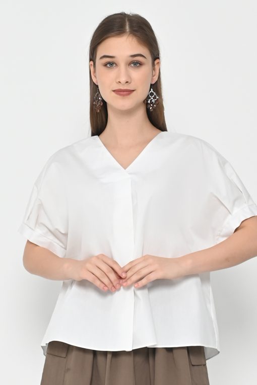 Neu'Mor Relaxed Fit V-Neck Shirt - A804 White