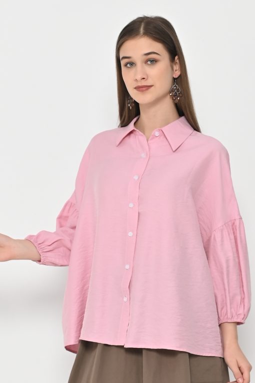 Neu'Mor Balloon Sleeve Oversized Shirt - A805 Pink