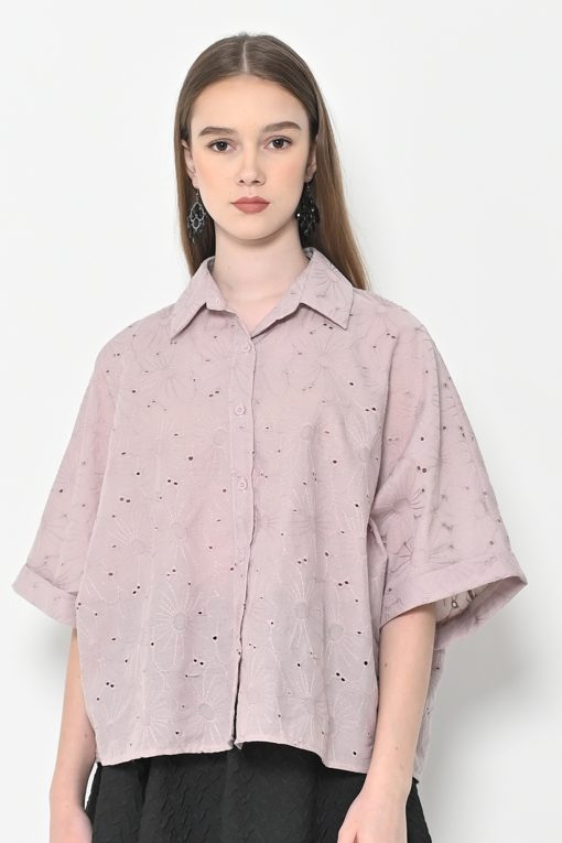 Neu'Mor Pastel Eyelet Boxy Shirt - 111H Pink