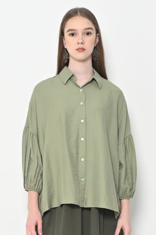 Neu'Mor Balloon Sleeve Oversized Shirt - A805 Green