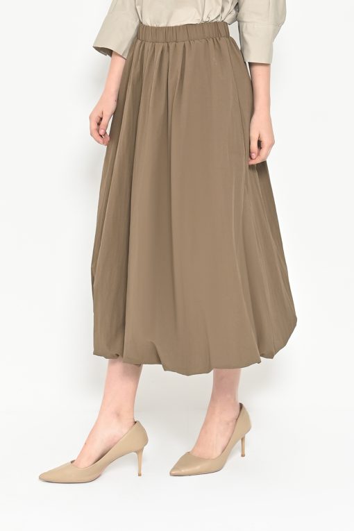 Neu'Mor Balloon Hem Midi Skirt - N313 Brown
