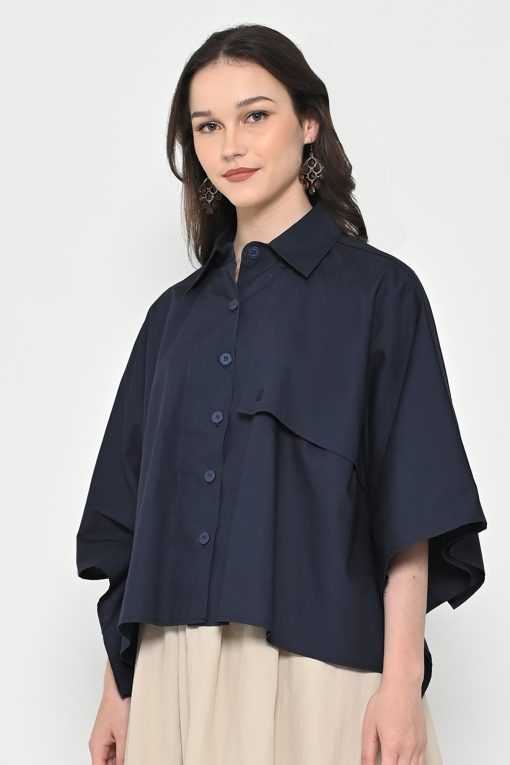 Neu'Mor Cape Style Button Shirt - A808 Dark Blue