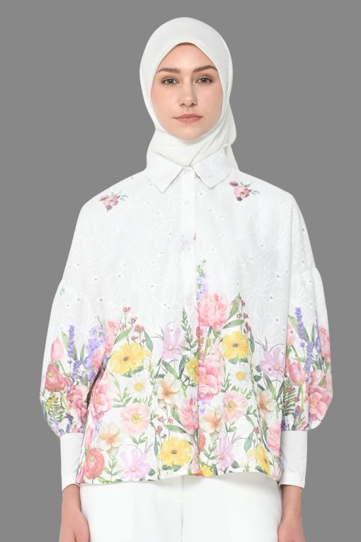 Neu'Mor Blooming Puff Blouse - A842 White