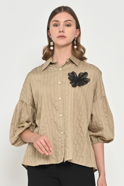 Neu'Mor Floral Applique Shirt - A843 Brown
