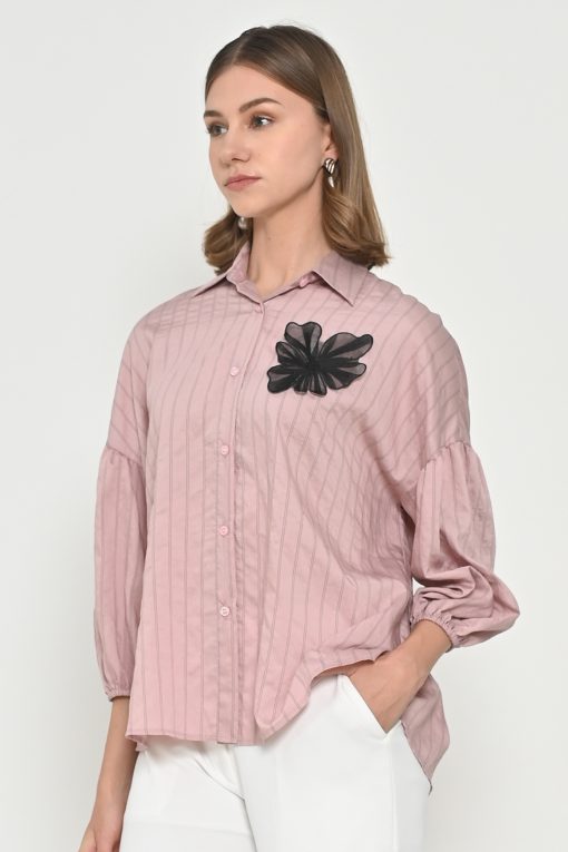 Neu'Mor Floral Applique Shirt - A843 Pink