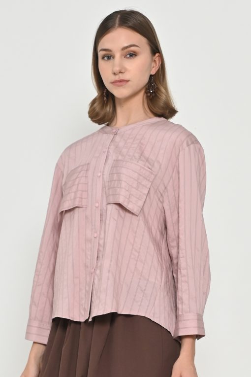 Neu'Mor Striped Pocket Blouse - A846 Pink
