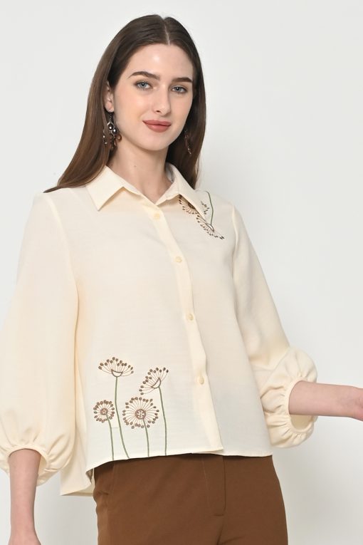 Neu'Mor Floral Whisper Button-Up Top - A820 Broken White