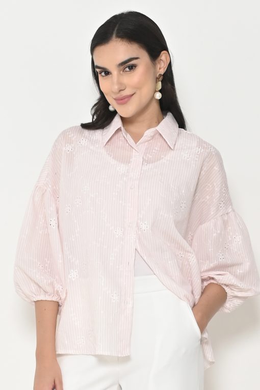 Neu'Mor Stripe Puff Blouse - 842B Pink