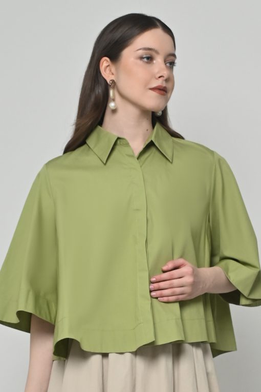 Neu'Mor Collared Shirt with Wide Sleeves - 115I Green